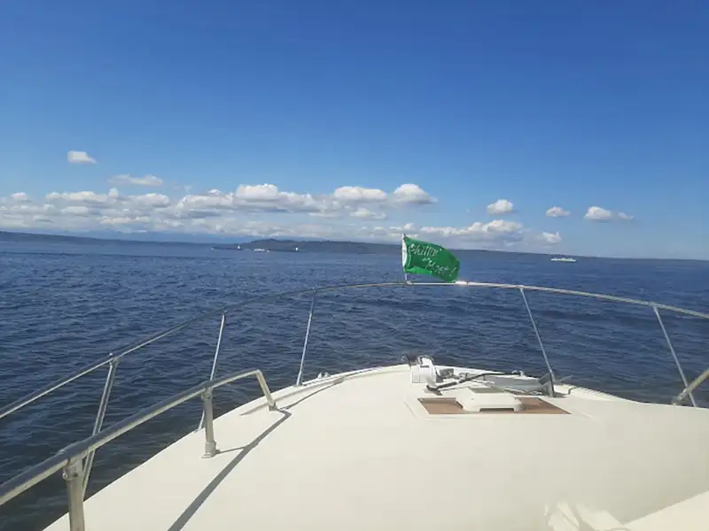 Charter boat fishing on Puget Sound near Seattle during salmon season.